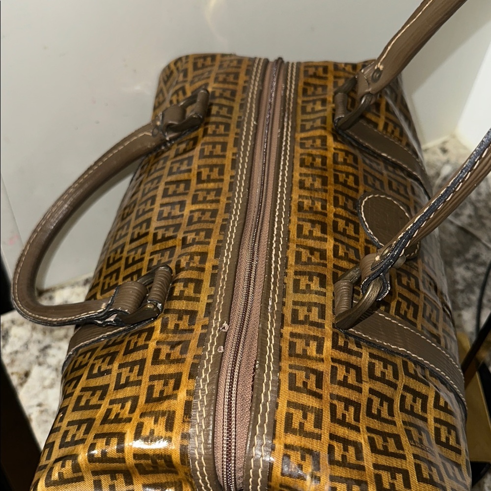 Fendi Tan and Brown Monogram Handbag PRE-OWNED. PROJECT BAG. - Picture 8 of 17